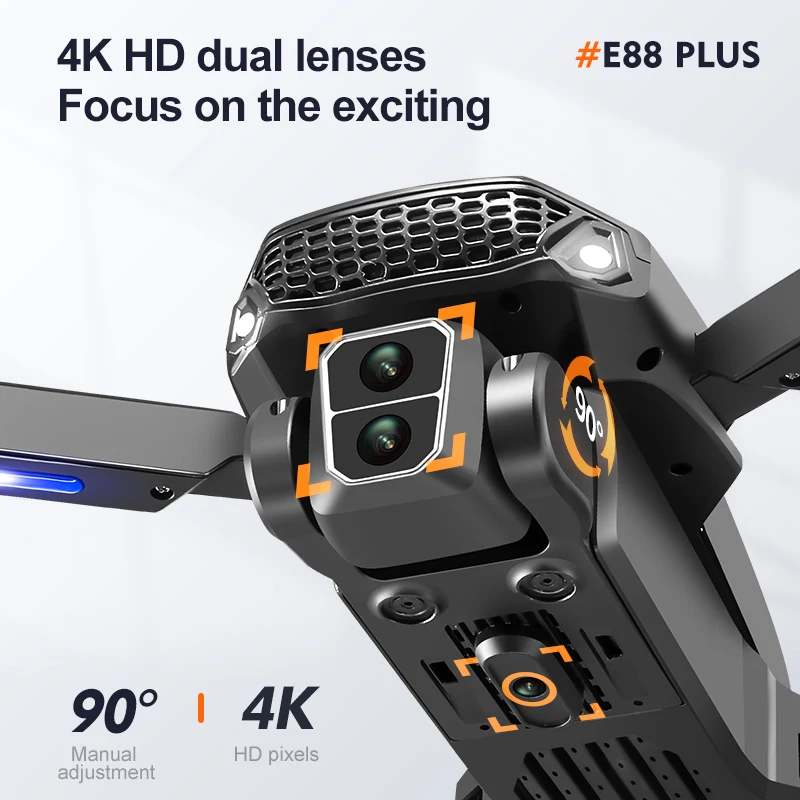 新型E88 Plusクアッドコプタードローン：90 °    - Drone Lidar のレビューと価格